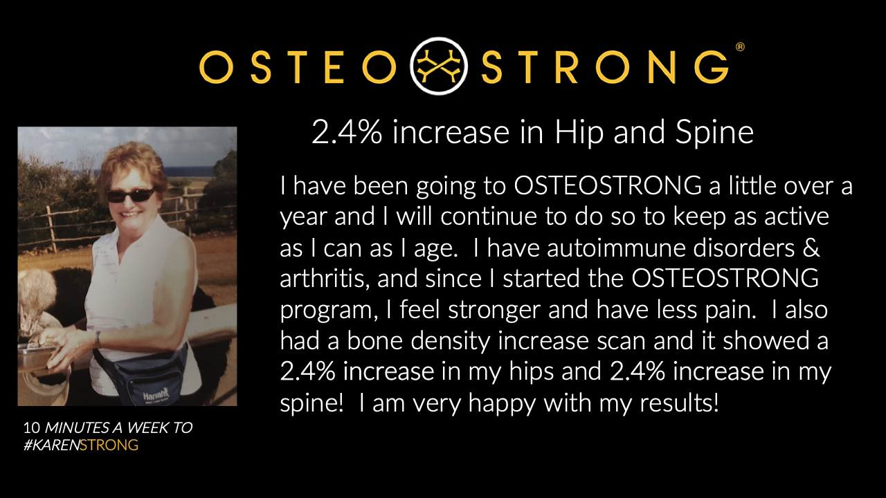 Member story: 2.4% increase in hips; feel stronger and have less pain.